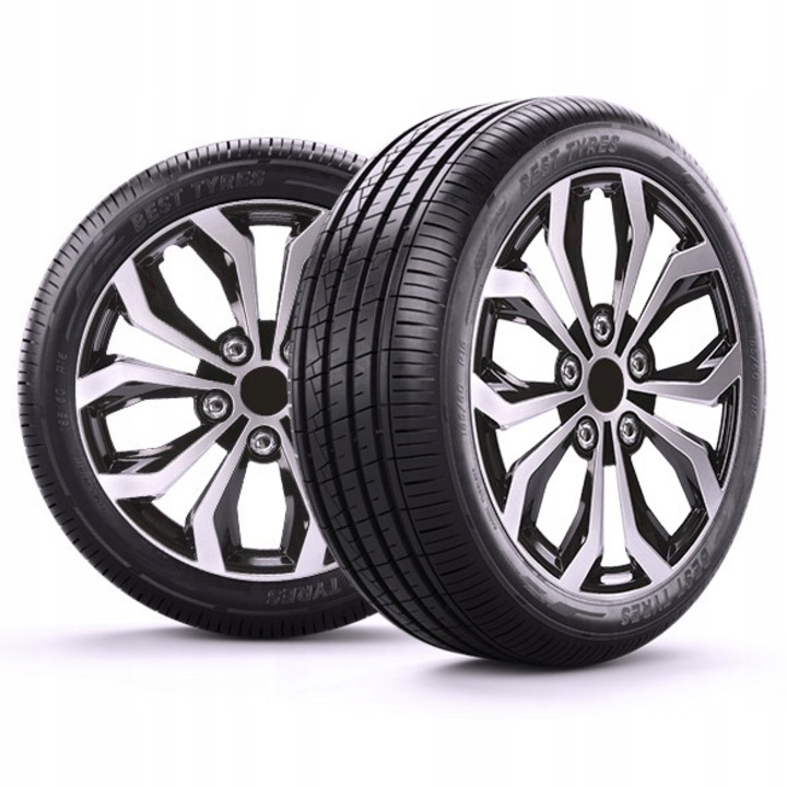 Capace roti 16", set 4 bucati, argintii si negri, pentru majoritatea masinilor