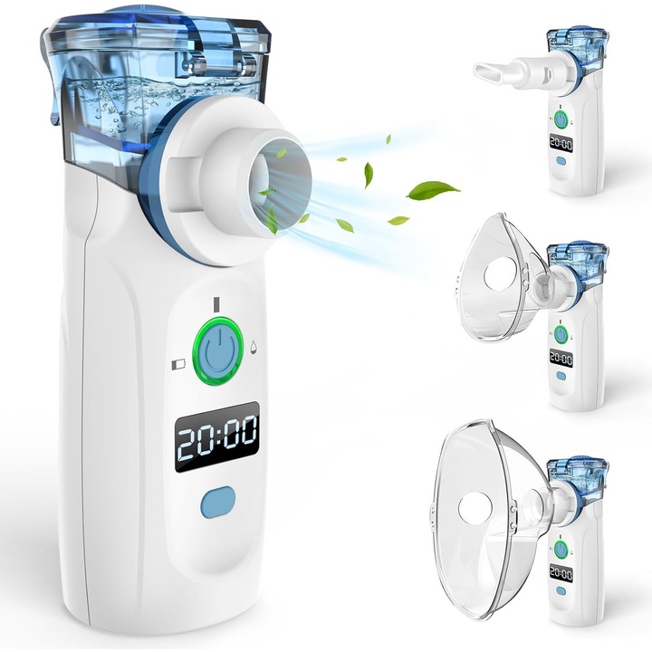 Inhalator pentru copii, set cu masca si duza, portabil, USB