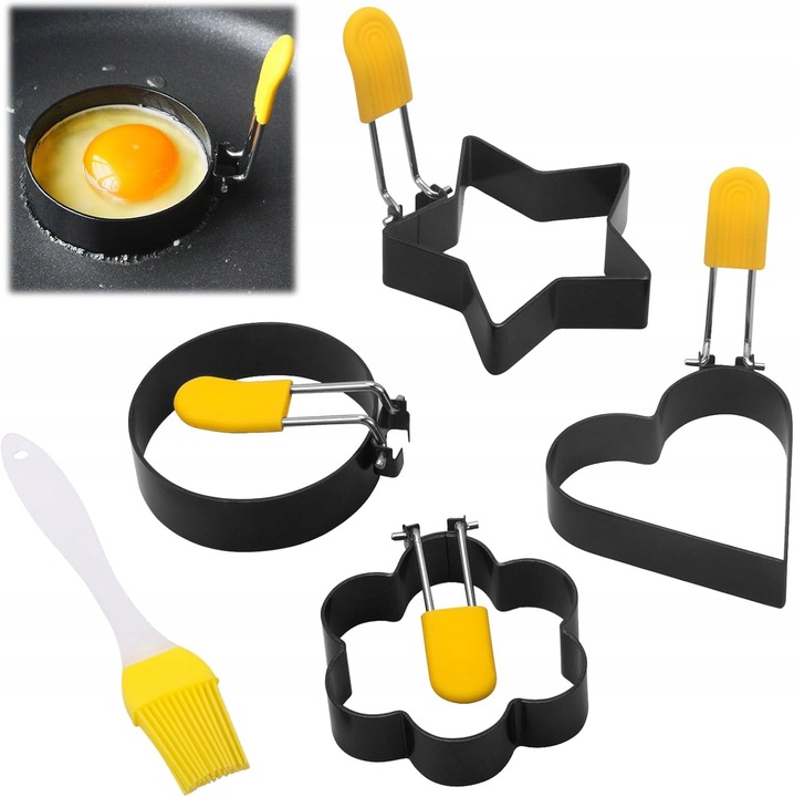 Forme prajituri, 4 bucati, inox, pentru oua ochiuri si clatite, argintii