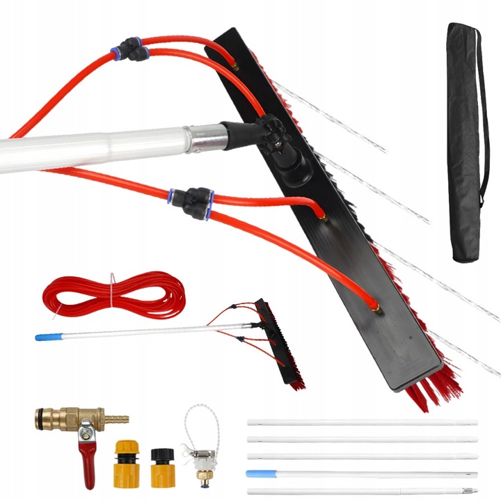 Perie telescopica profesionala pentru curatarea panourilor fotovoltaice, 5m, set