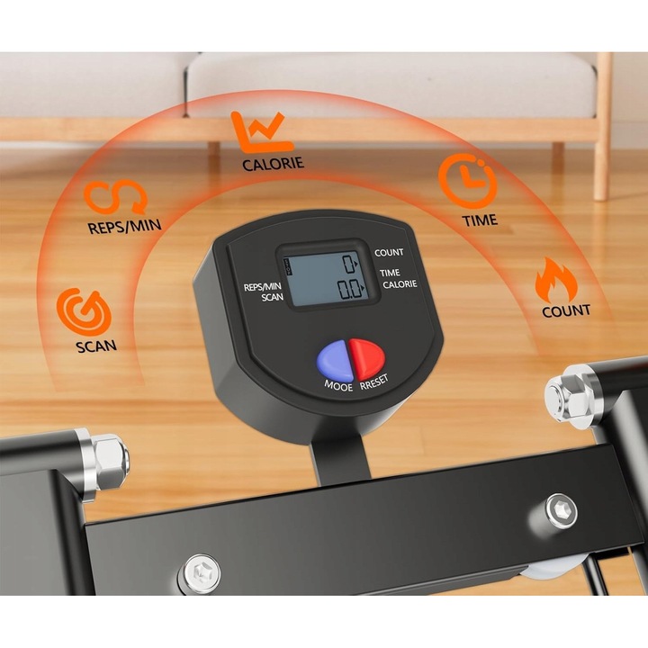 Összecsukható edző stepper LCD kijelzővel, 2 ellenállási rugóval, 5x18x48cm