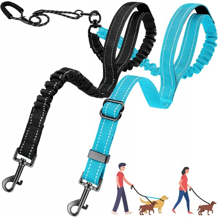 Lesa dubla pentru caini mici, 4 manere, 97x60-80cm