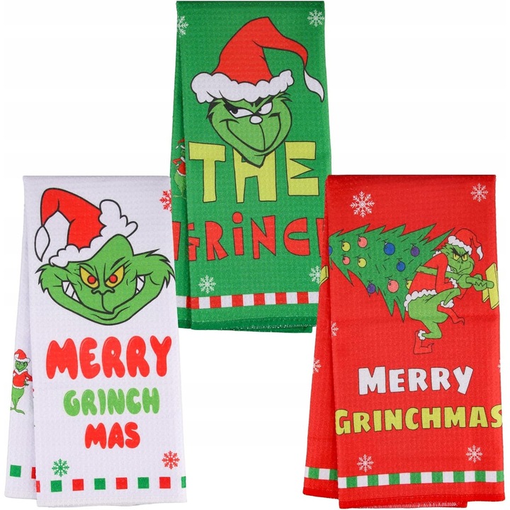 Set prosoape de bucatarie, 3 bucati, 40x60cm, colorate, din amestec de poliester si bumbac, absorbante si rapide la uscare