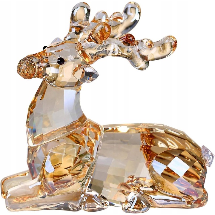 Фигурка елен, кристал K9, декоративна, златист, 9,5x5x8,8см