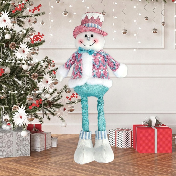 Figurina decorativa Craciun, 51 cm, cu picioare telescopice, varianta: elf, Mos Craciun sau gnom, material moale, ideala pentru interior