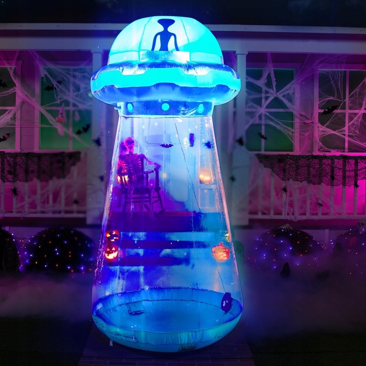 Decoratiune gonflabila UFO LED Halloween, 9m, albastru