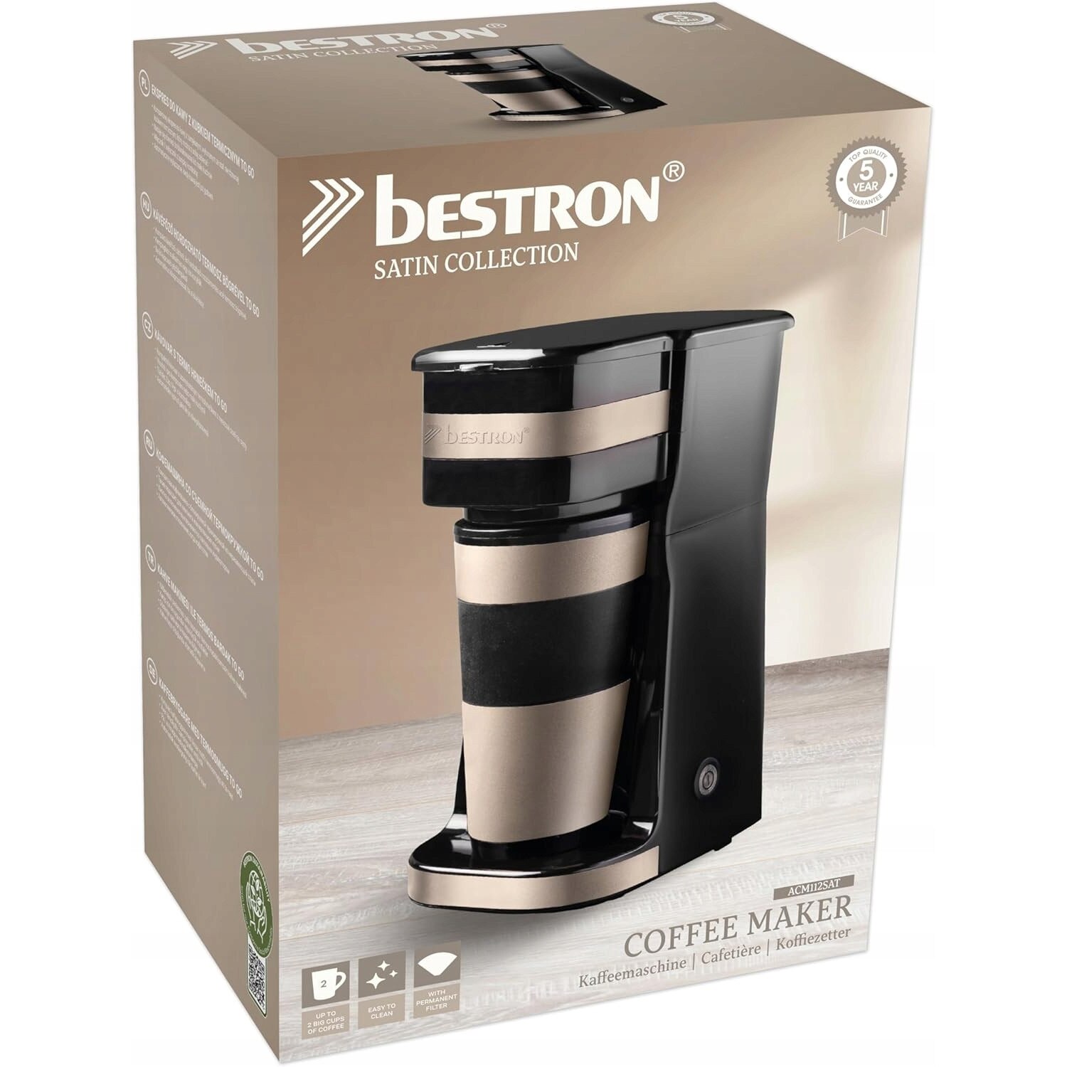 Cafetiere Bestron, 750W, 2 cuburi, inox, jasny bez