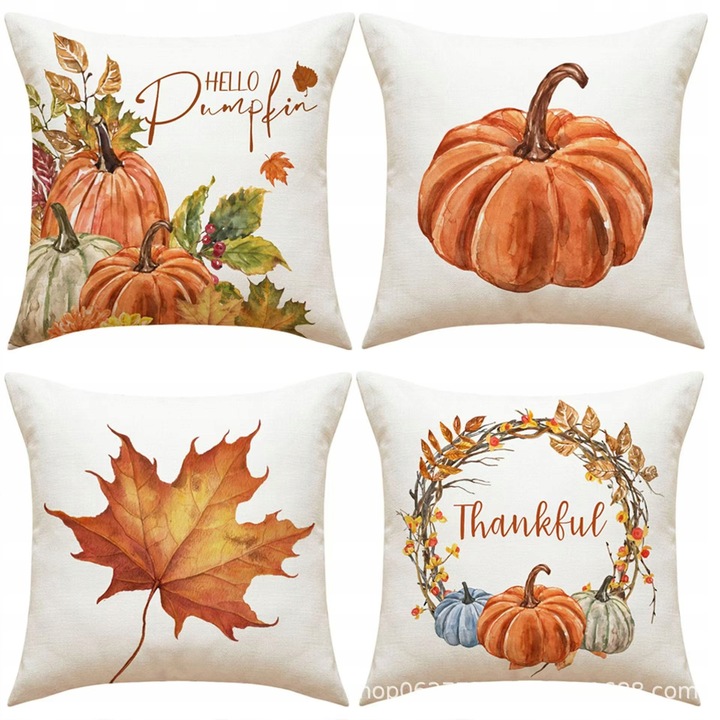 Set 4 poszewek decorative, 45x45cm, model cu dungi, culoare maro, pentru canapea