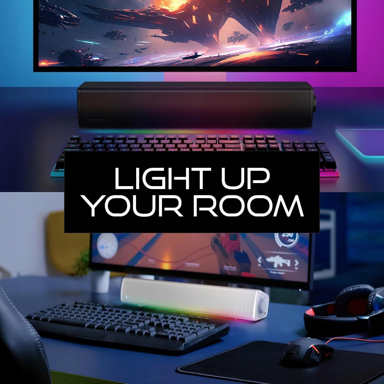 Soundbar RGB 24W Bluetooth USB-C Jack Kompaktowy