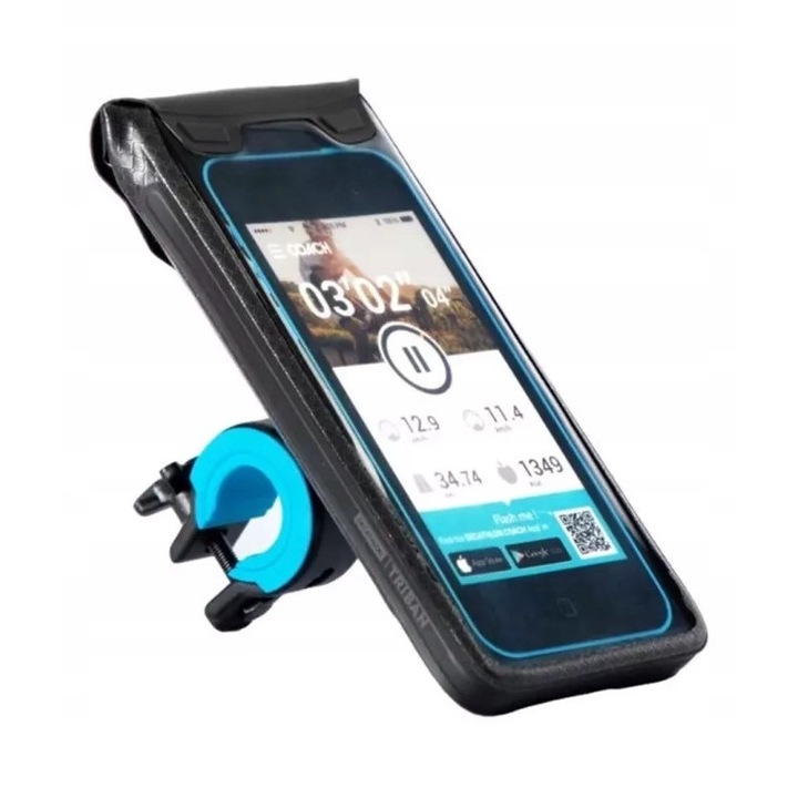 Suport telefon pentru bicicleta, Triban 900 L, impermeabil, dimensiuni max. 15,5x8x0,8cm, montaj pe ghidon sau punte
