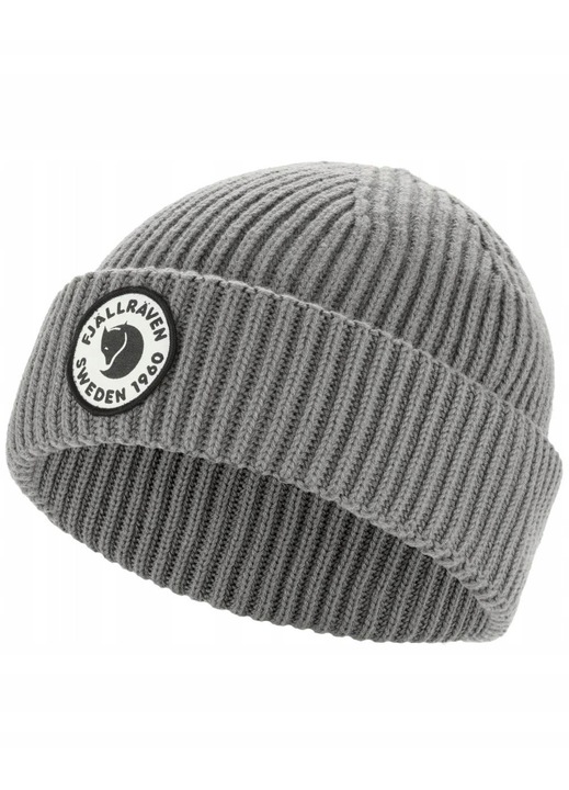 Caciula unisex Fjallraven 1960 Lite Logo, lana merino si bumbac organic, gri, 106g