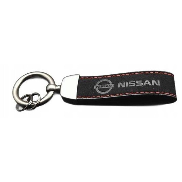 NISSAN autókulcs tartó, bőr, fekete