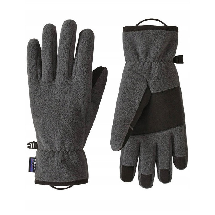 Patagonia Synchilla sportkesztyű, szürke, újrahasznosított polárból, érintőképernyős panelekkel, L-es méret