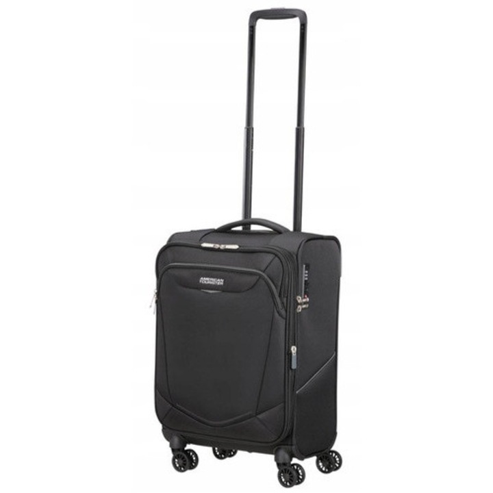 Troler American Tourister SummerRide EXP, 55x35x22/25 cm, extensibil, 4 roti, negru