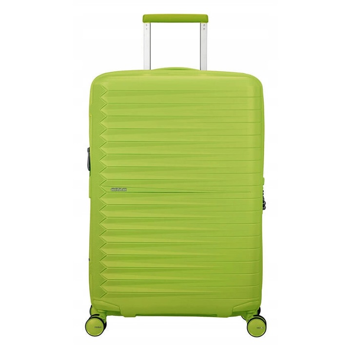 Troler American Tourister Fastforward, 68x46x26cm, neon lime, capacitate 67/77l, 4 roti
