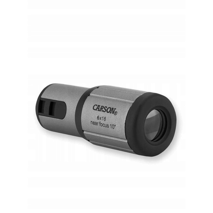 Monokular Carson CloseUp 6x18mm, prizm K-9, 25cm distanta focala, 8,9x3,3x3,3cm, set cu husa si curea