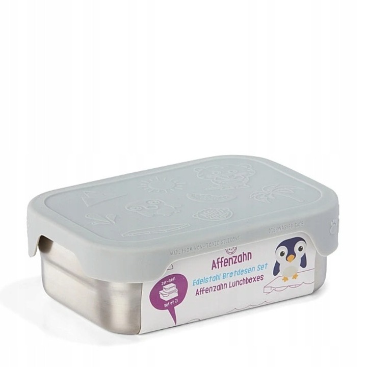 Set poti de sandwich-uri din otel inoxidabil Affenzahn, capac din silicon, 16,5x12x6cm, colorat - Koala
