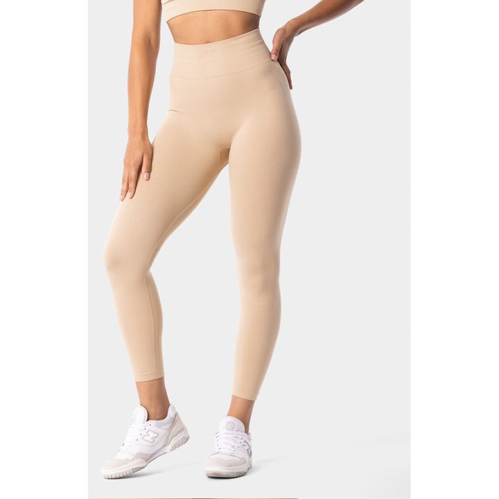 Pantaloni sport dama Carpatree Simply Seamless, bej, material elastic