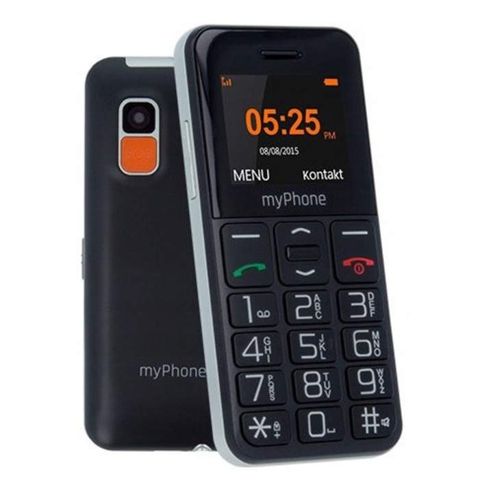 Telefon pentru seniori myPhone Halo Easy, display 1,77", baterie 1000 mAh, negru, set complet