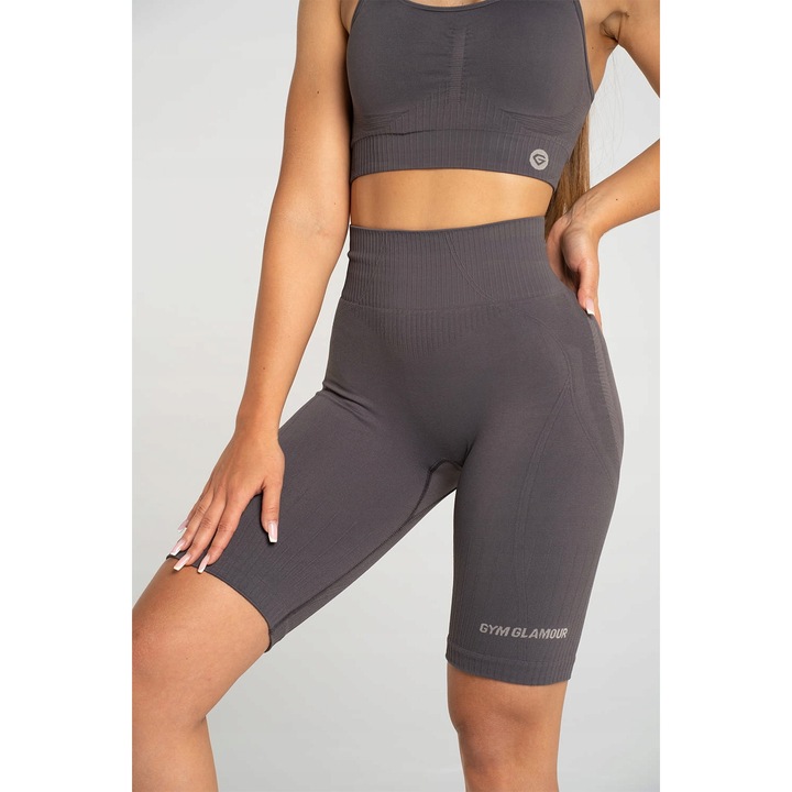 Pantaloni sport dama Gym Glamour Push Up 2.0, gri, confortabili, moderni, XS INTL