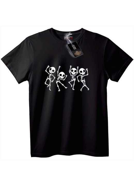Táncoló csontvázak póló, Fekete
