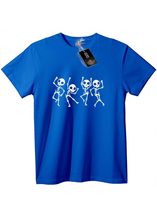 Táncoló csontvázak póló, Kék