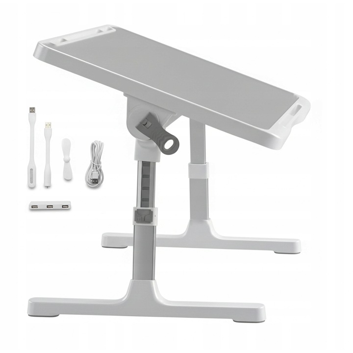 Stolik laptop Alogy, 60x35cm, reglabil, cu lampa USB si ventilator