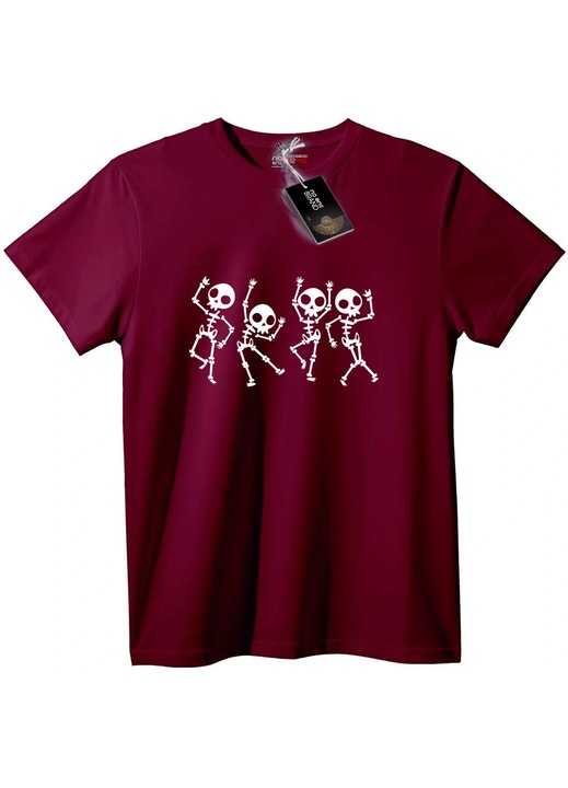 Táncoló csontvázak póló, Bordó