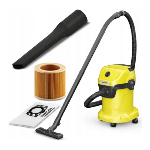 Aspirator Karcher WD3 1000W 17L uscat/umed, functie de suflare, galben, set complet