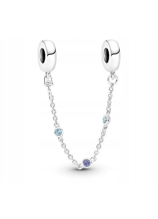Lantisor de siguranta pentru bratara, Pandora, 791688C01-05, argintiu, 3 cristale albastre