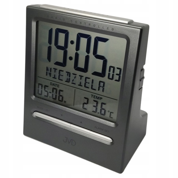 JVD RB9299.2 digitális ébresztőóra, ébresztő funkció, hőmérő, fekete/szürke, 11,5x9,5x6cm
