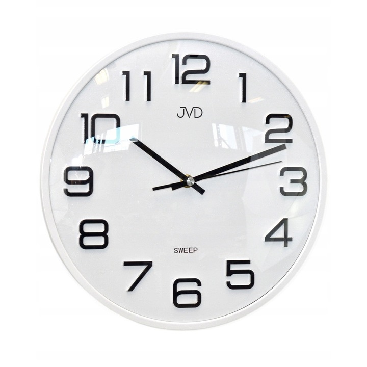 JVD HX2472.3 falióra, fehér, 31x31cm, kvarc szerkezet, folyamatos másodpercmutatóval