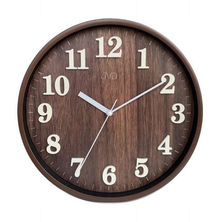 Ceas de perete JVD HA50.2, mecanism cu quartz, culoare ciocolatie, 29,5cm
