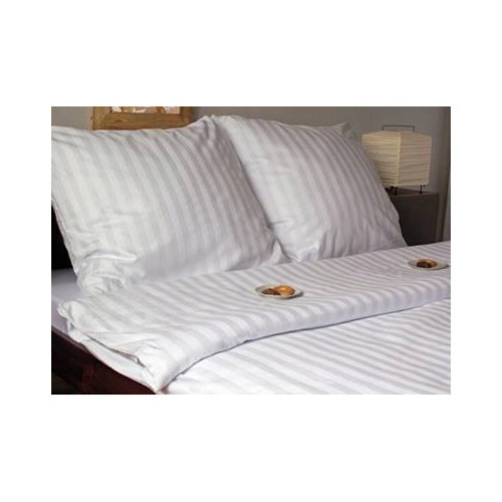 Lenjerie de pat, Andropol, Musso, alb cu dungi, 200x220cm