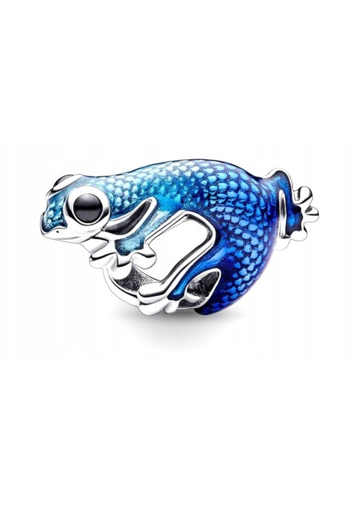 Charm Pandora, gecko metalic albastru, 7x14,3x7mm