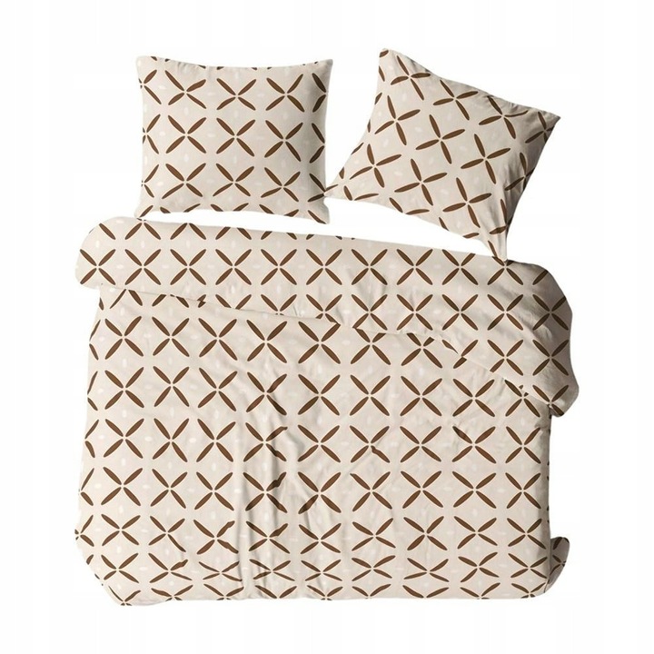 Lenjerie de pat set 3 piese, Karo, 180x200cm, bej, geometric