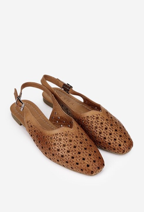 Balerini dama maro din piele perforata cu varful acoperit