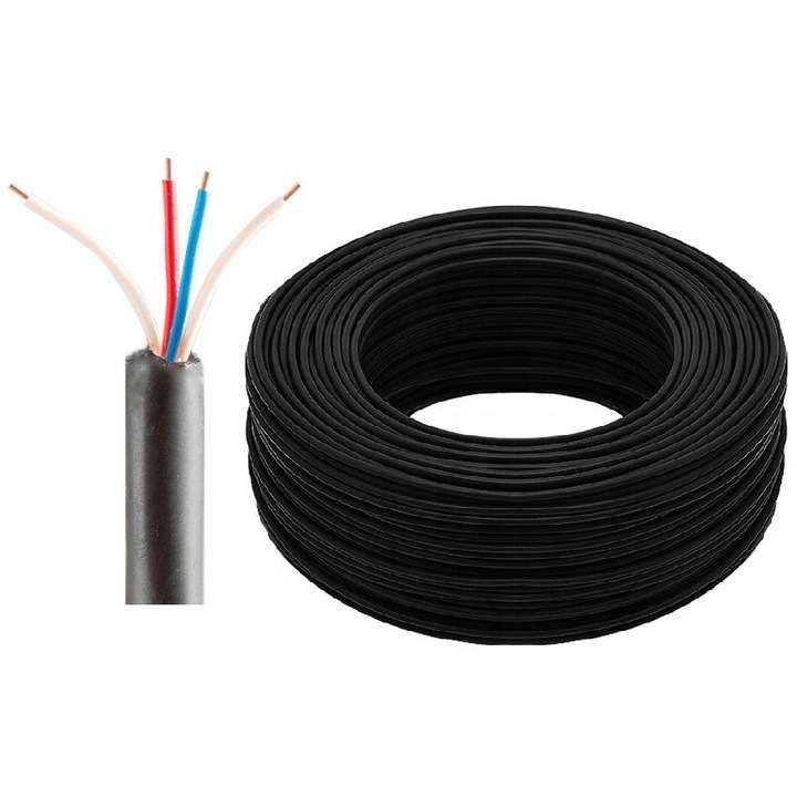 Cablu telecomunicatii 2x2x0,5, 50m, negru, pentru interfon