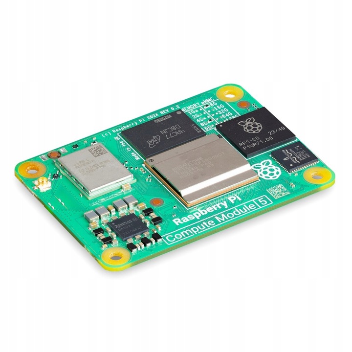 Изчислителен модул Raspberry Pi Compute Module 5, 8GB RAM LPDDR4X, Lite без eMMC, Wi-Fi 802.11ac и Bluetooth 5.0, 2.4GHz, Зелен