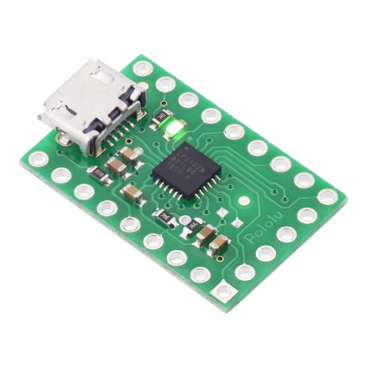Adaptor USB-UART CP2102N, Pololu, 3.3V, 15x24mm, set cu conectori