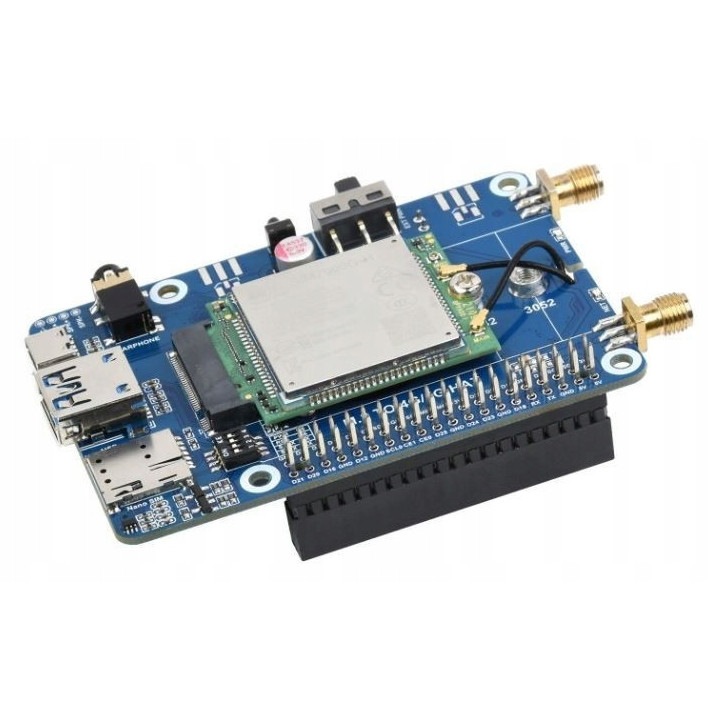 Modul 4G SIM7600G-H pentru Raspberry Pi, WaveShare, set complet, 2 antene externe, dimensiuni 56,7x85mm