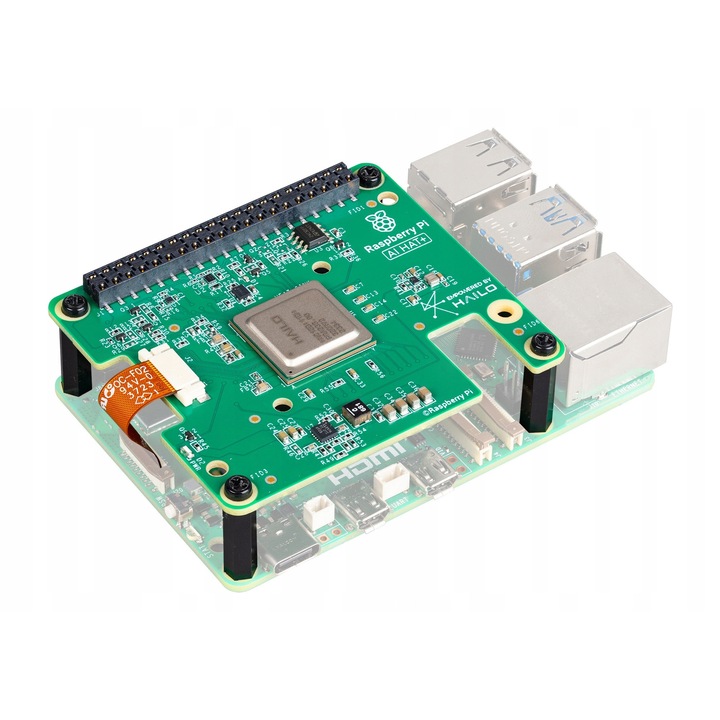 Modul HAT+ Raspberry Pi AI cu accelerator Hailo-8L, 13 TOPS, PCIe Gen 3, pentru Raspberry Pi 5