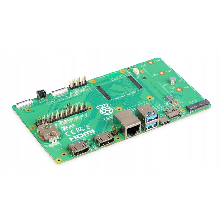 Placa de baza Raspberry Pi Compute Module 5 IO, HDMI 4K, USB 3.0, Gigabit Ethernet PoE, 82x56mm