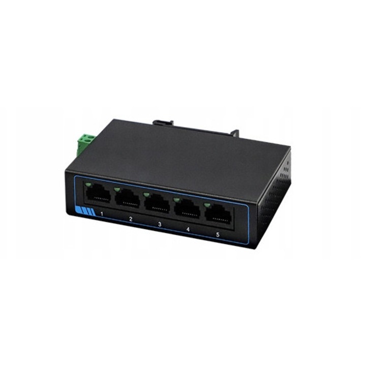 Ethernet комутатор 5-портов 100Mbps, 100x31x77mm, метален, plug-and-play