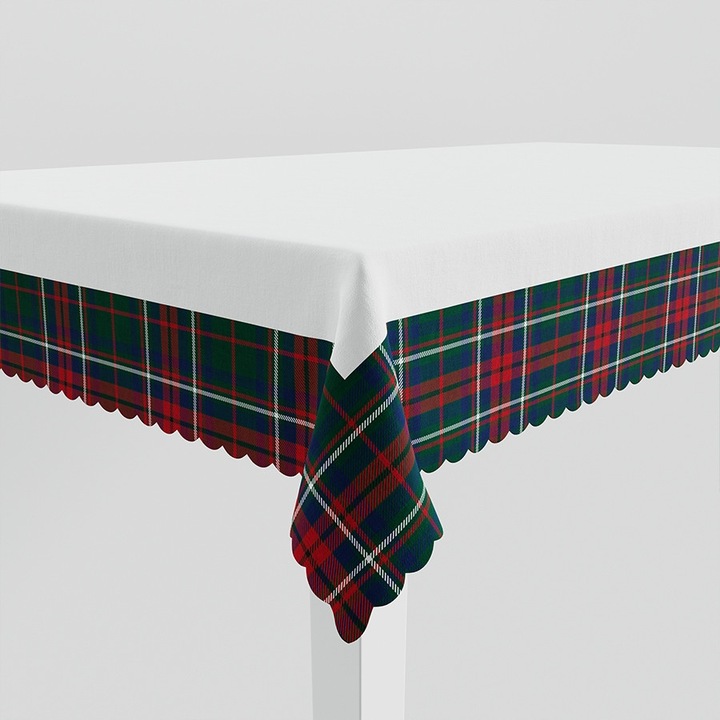 Obrus festiv Markizeta, 140x220cm, verde, rosu, alb, waterproof