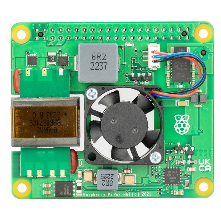 Модул Raspberry Pi PoE+ HAT (R2), съвместим с Raspberry Pi 3B+/4B, 37-57V, 5V, 5A