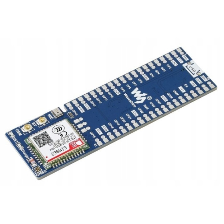 Модул Pico-SIM868-GSM/GPRS/GNSS, WaveShare, 2G, Bluetooth 3.0, 76,15x24mm, пълен комплект
