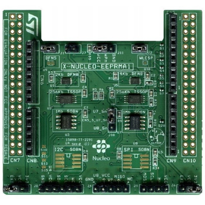 Модул за разработка X-NUCLEO-EEPRMA1, STMicroelectronics, EEPROM M24xx и M95xx, интерфейс I2C/SPI, съвместим с STM32 Nucleo