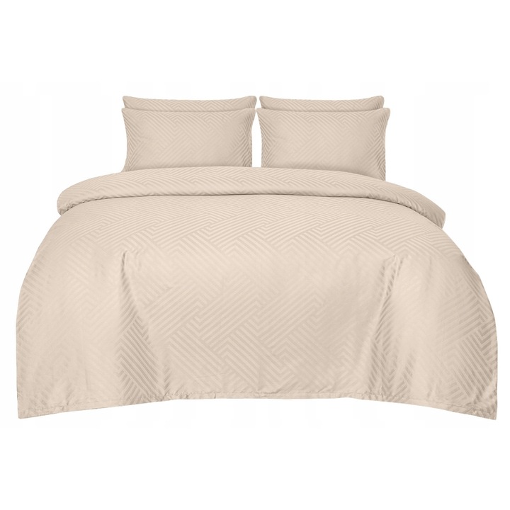 Ágyneműgarnitúra, MATEX, damaszt, 2 párnahuzat 70x80cm, 1 paplanhuzat 160x200cm, bézs