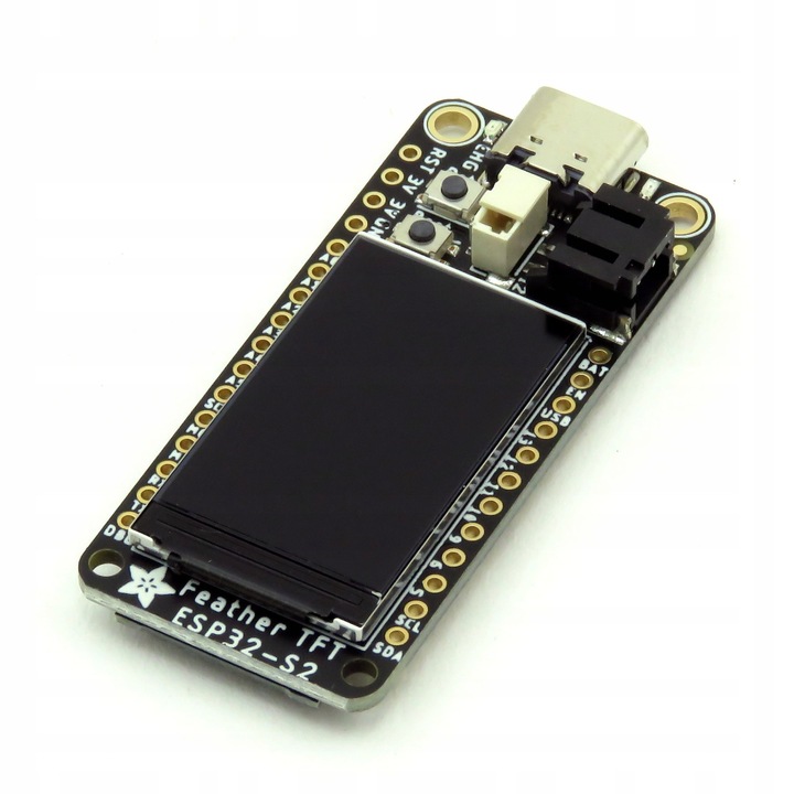 Модул FeatherS2, Adafruit, WiFi, LCD TFT 1,14", 52,4x22,8x7,2мм, комплект с 2 x 16-пинови goldpin конектора